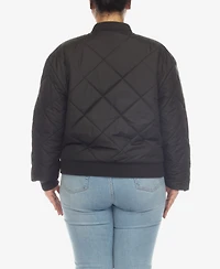 White Mark Plus Diamond Quilted Puffer Bomber Jacket