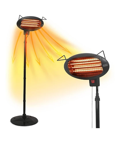 Black and Decker Patio Floor Electric Heater, Patio Heater Stand for Outdoors with 3 Heat Settings