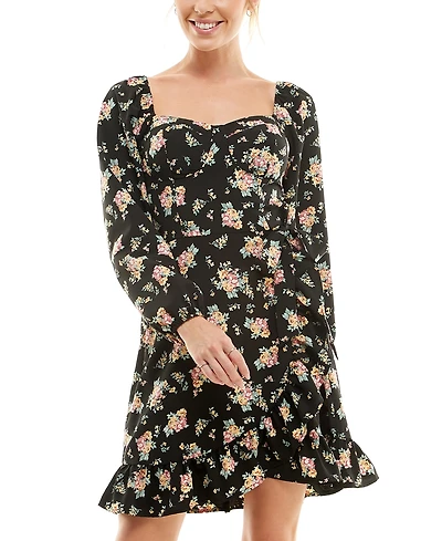 As U Wish Juniors' Long-Sleeve Sweetheart Dress