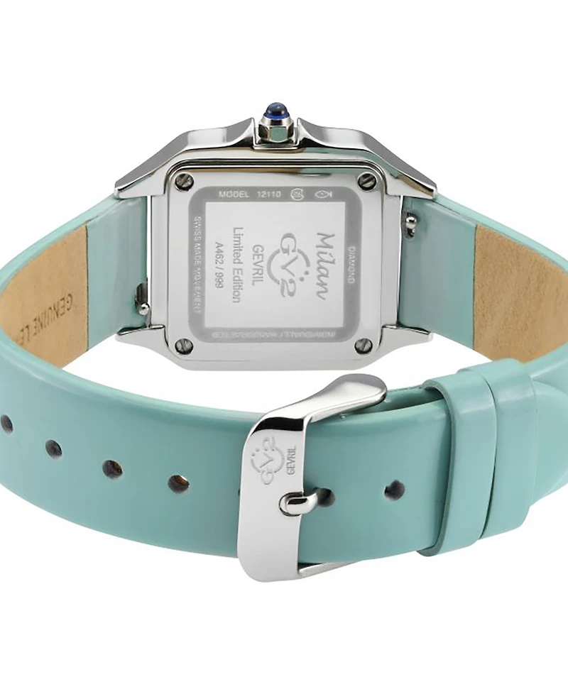 GV2 by Gevril Women's Milan Exquisite Turquoise Leather Watch 27.5mm