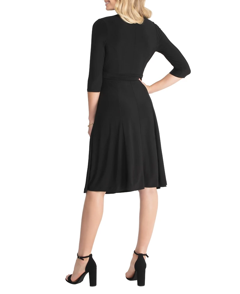 Kiyonna Women's Essential Wrap Dress with 3/4 Sleeves
