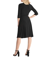 Kiyonna Women's Essential Wrap Dress with 3/4 Sleeves