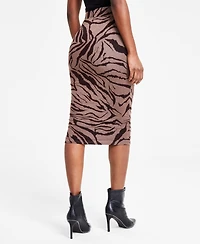 Bar Iii Women's Printed Pull-On Midi Jersey Skirt , Created for Macy's