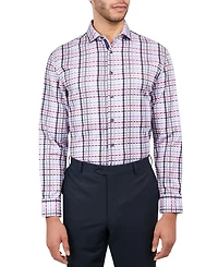 Michelsons of London Men's Regular-Fit Dobby Plaid Dress Shirt