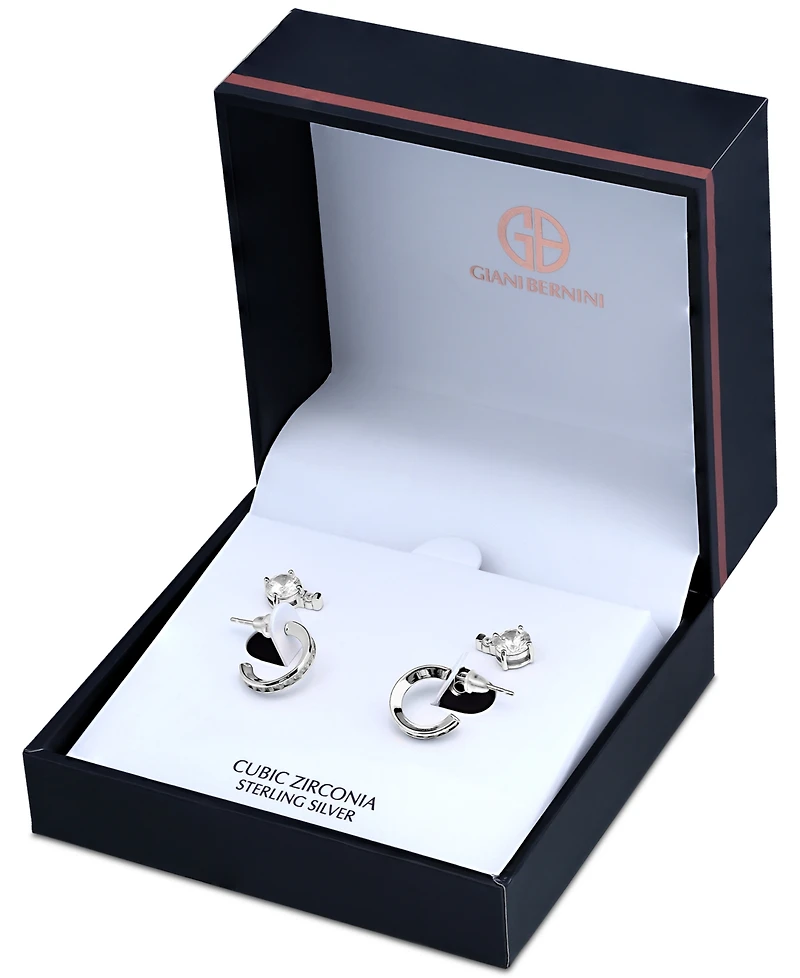 Giani Bernini 2-Pc. Set Cubic Zirconia Stud & Hoop Earrings, Created for Macy's