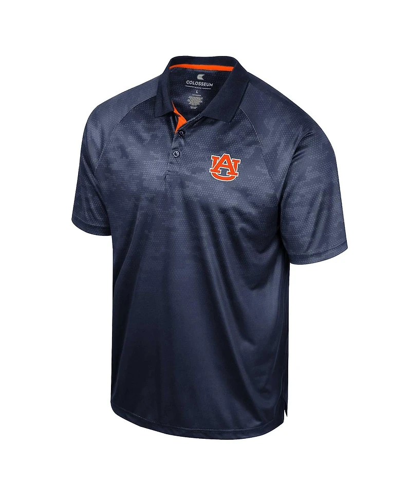 Men's Colosseum Navy Auburn Tigers Honeycomb Raglan Polo Shirt