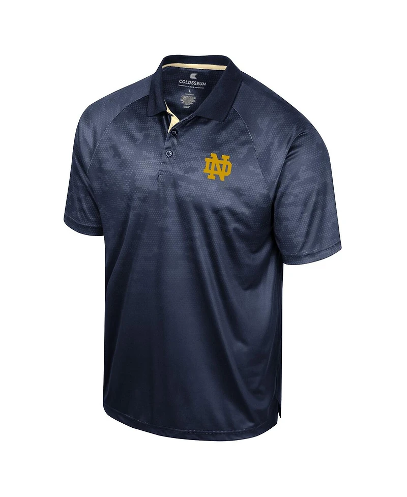 Men's Colosseum Navy Notre Dame Fighting Irish Honeycomb Raglan Polo Shirt