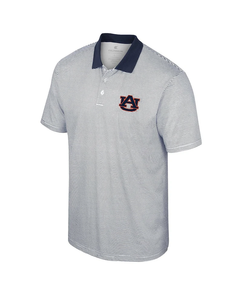 Men's Colosseum White, Navy Auburn Tigers Print Stripe Polo Shirt