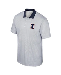 Men's Colosseum White, Navy Illinois Fighting Illini Print Stripe Polo Shirt