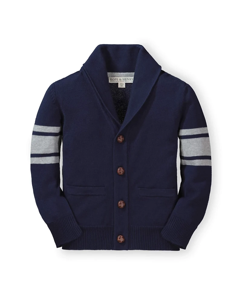 Hope & Henry Baby Boys Letterman Shawl Collar Sweater Cardigan