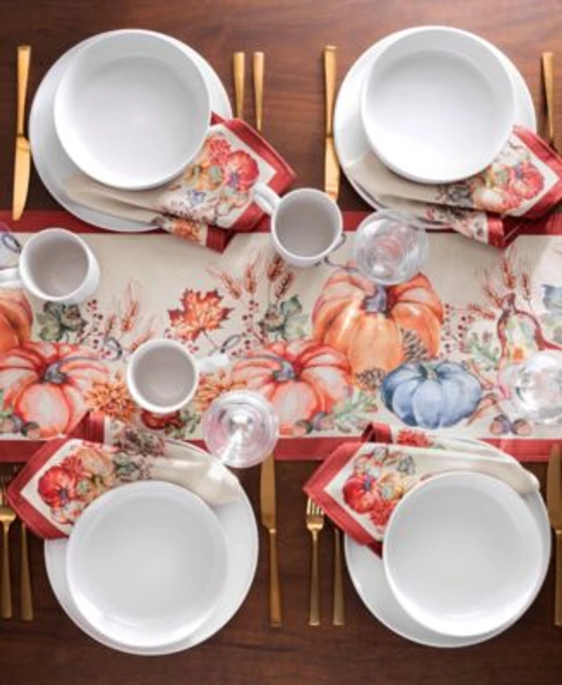 Elrene Botanical Harvest Pumpkin Table Linens Collection