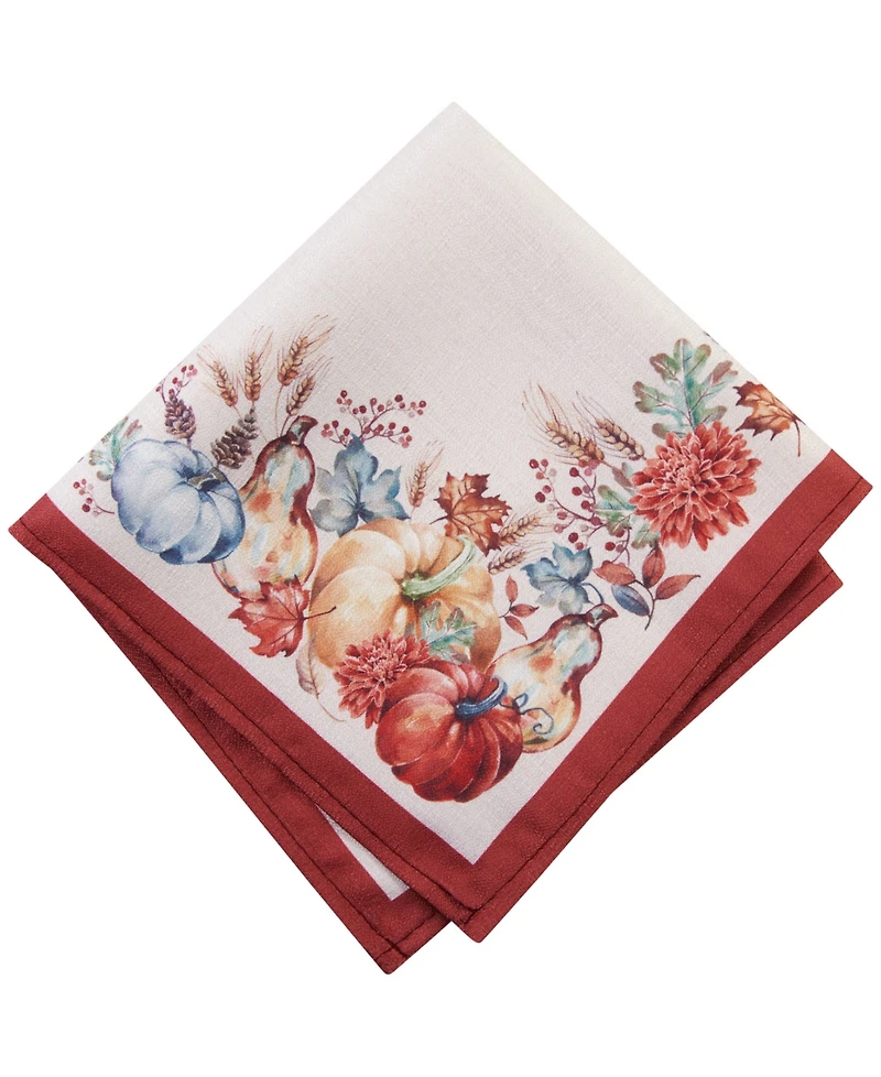 Elrene Botanical Harvest Pumpkin Engineered Napkins, Set of 4, 17" x 17"