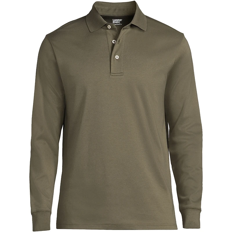 Lands' End Men's Long Sleeve Cotton Supima Polo Shirt