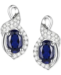 Amethyst (3/4 ct. t.w.) & Lab-Grown White Sapphire (1/6 ct. t.w.) Oval Swirl Stud Earrings in Sterling Silver (Also in Additional Gemstones)
