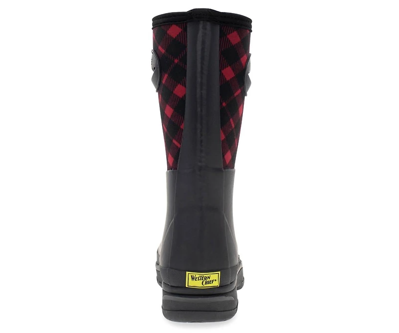 Womens Buffalo Check Neoprene Mid Cold Weather Boot