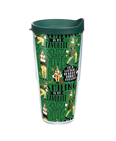 Tervis Warner Brothers Elf Ninny Pattern Christmas Holiday Movie Made in Usa Double Walled Insulated Tumbler Travel Cup Keeps Drinks Cold & Hot, 24oz,
