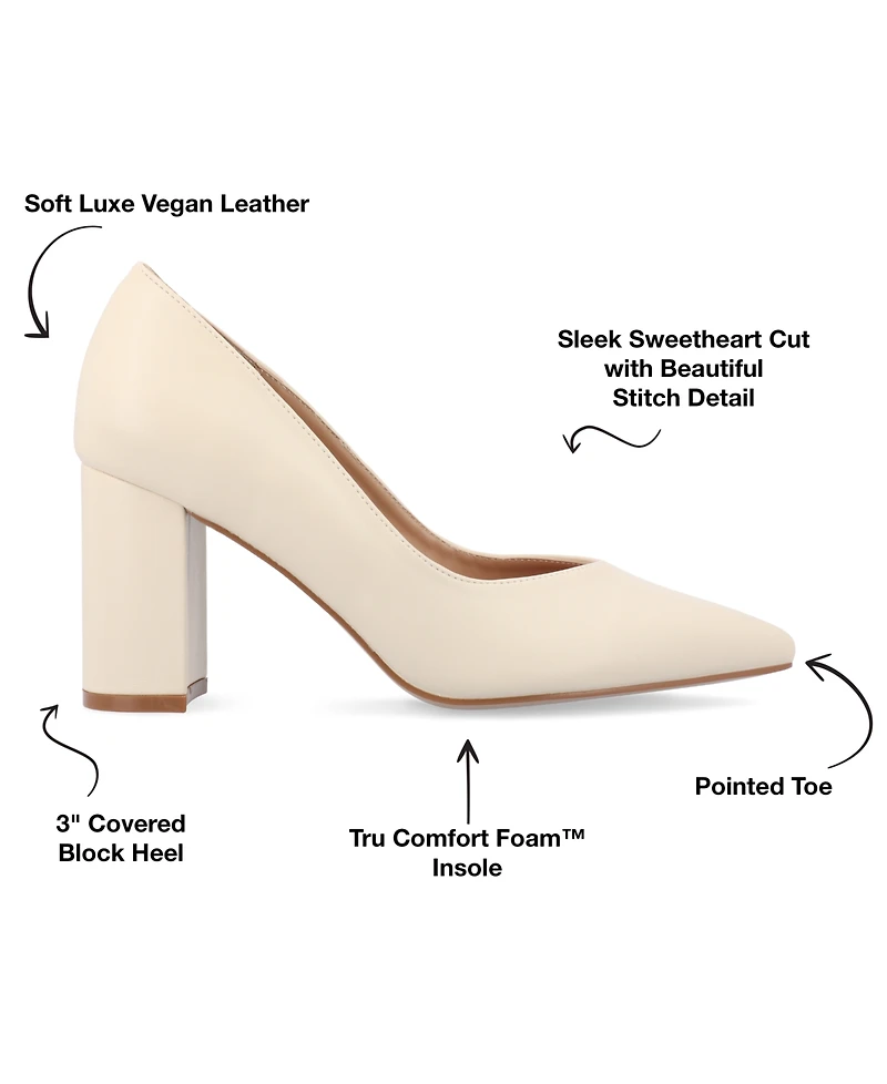 Journee Collection Women's Simonne Block Heel Pointed Toe Pumps