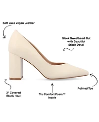 Journee Collection Women's Simonne Block Heel Pointed Toe Pumps