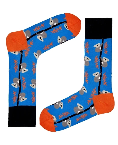 Love Sock Company Men's Koala Novelty Colorful Unisex Crew Socks with Seamless Toe Design, Pack of 1