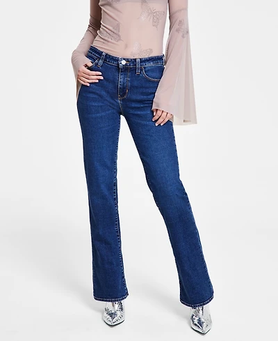 Guess Women's Whiskered Faded-Front Bootcut Denim Jeans