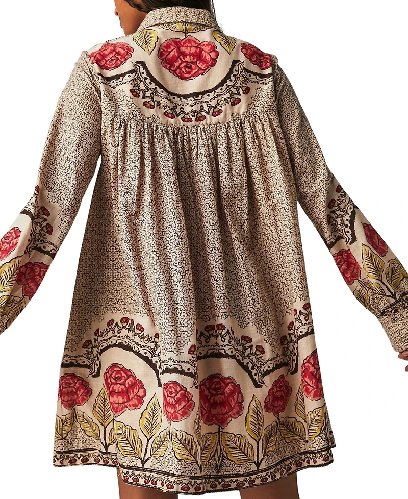 Free People Women's Smell The Roses Printed Babydoll Mini Dress