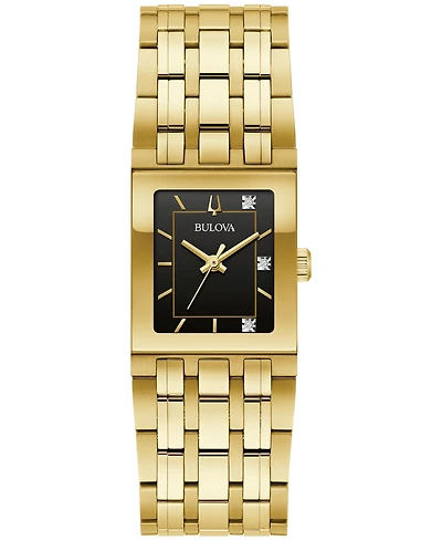 Bulova Women's Marc Anthony Modern Quadra Diamond Accent Gold-Tone Stainless Steel Bracelet Watch 21mm