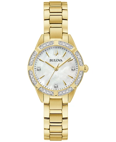 Bulova Women's Classic Sutton Diamond (1/20 ct. t.w.) Gold-Tone Stainless Steel Bracelet Watch 28mm