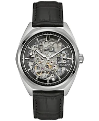 Bulova Men's Automatic Classic Surveyor Black Leather Strap Watch 41mm