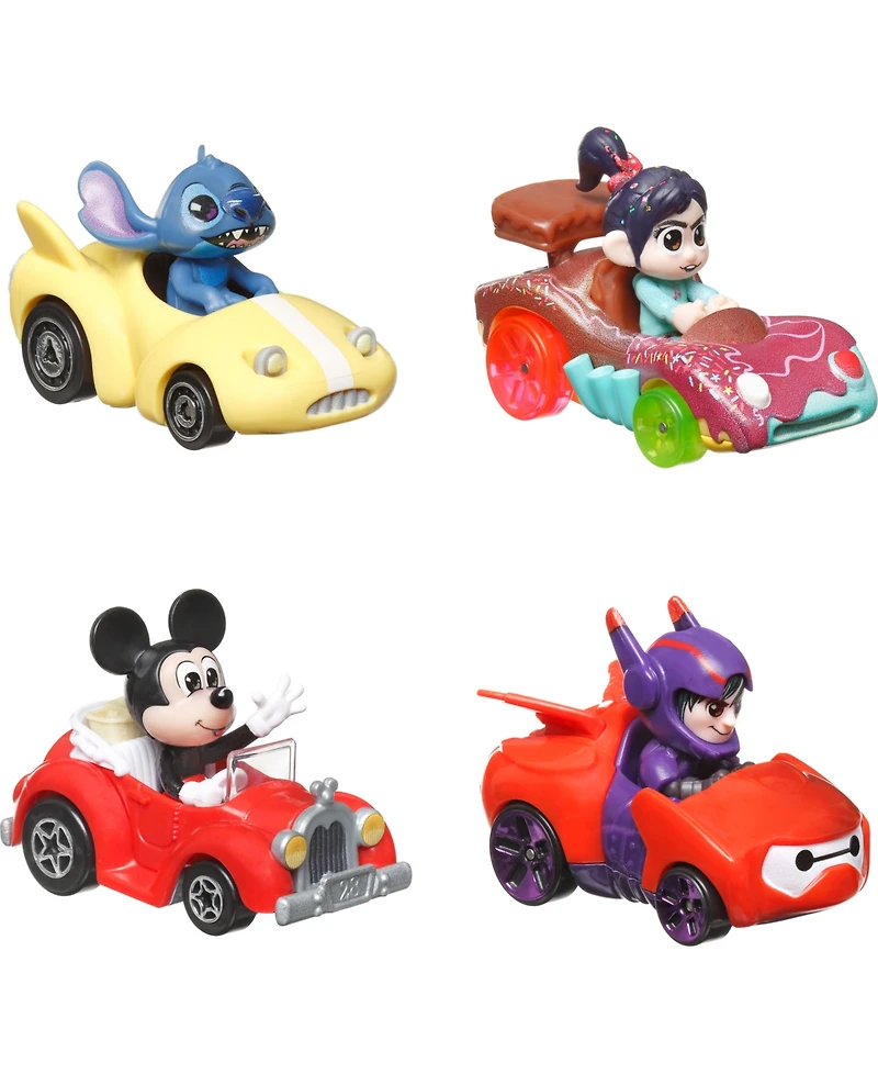 Hot Wheels Racerverse Set of 4 Die-Cast Hot Wheels Cars with Pop Culture Characters as Drivers Assortment