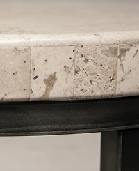 Capri 22" Stone and Metal Base Round Side Table