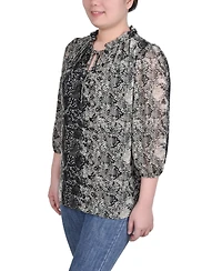 Ny Collection Petite 3/4 Sleeve Chiffon Blouse