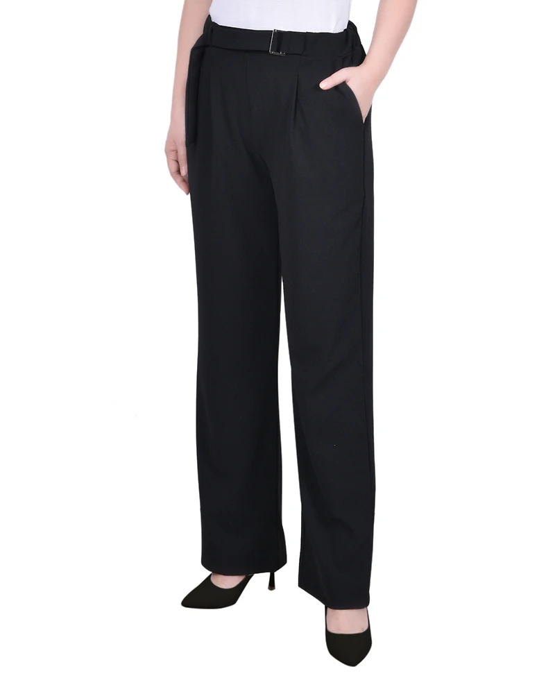Ny Collection Petite Belted Scuba Crepe Pants
