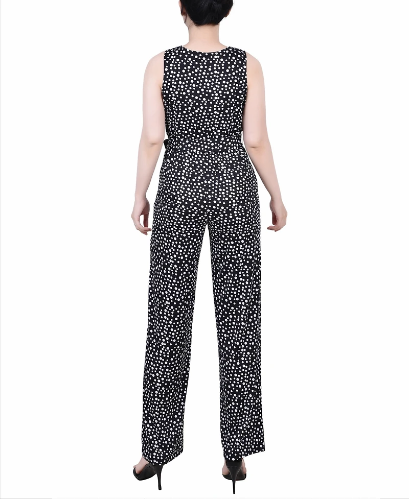 Ny Collection Petite Sleeveless Belted Jumpsuit