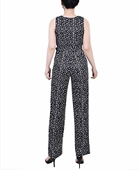 Ny Collection Petite Sleeveless Belted Jumpsuit
