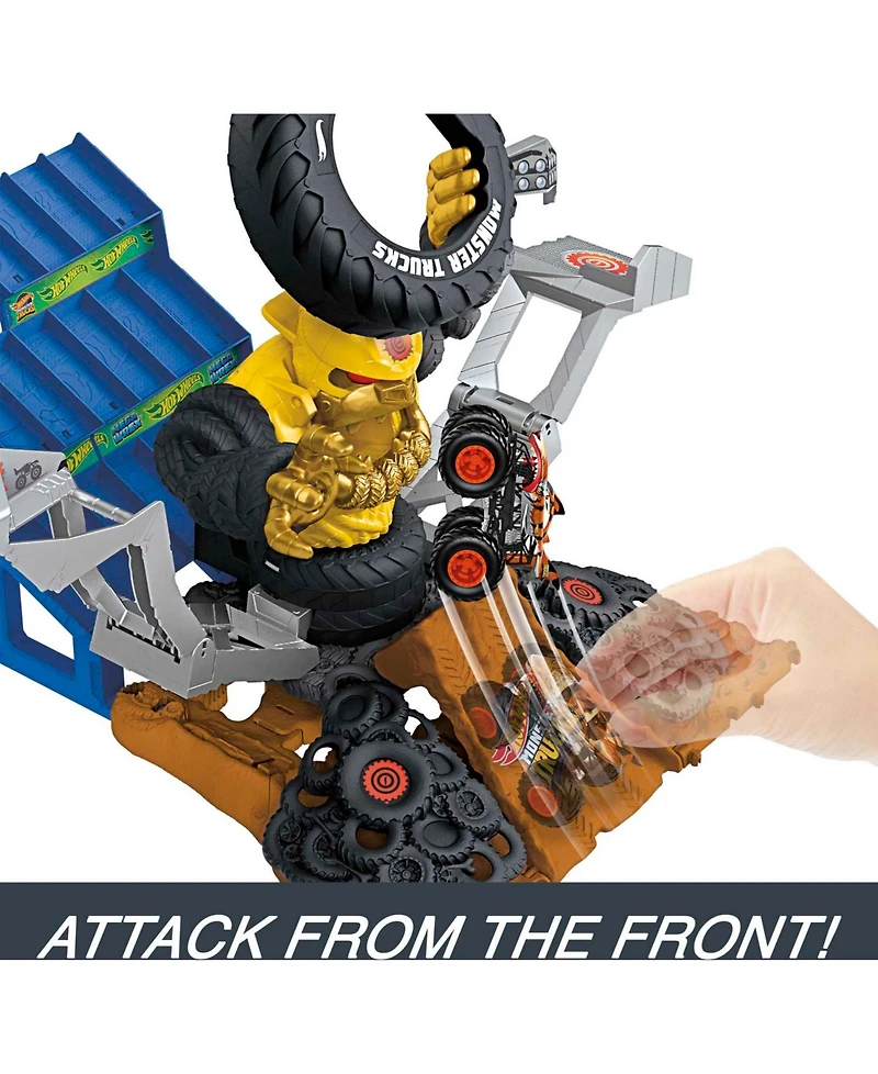 Hot Wheels Monster Trucks Arena Smashers Mega-Wrex Vs Crushzilla Takedown Playset