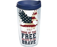 Tervis Home of the Free Because of the Brave Made in Usa Double Walled Insulated Tumbler Travel Cup Keeps Drinks Cold & Hot, 16oz, Classic