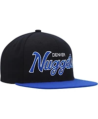 Men's Mitchell & Ness Black Denver Nuggets Hardwood Classics Mvp Team Script 2.0 Snapback Hat