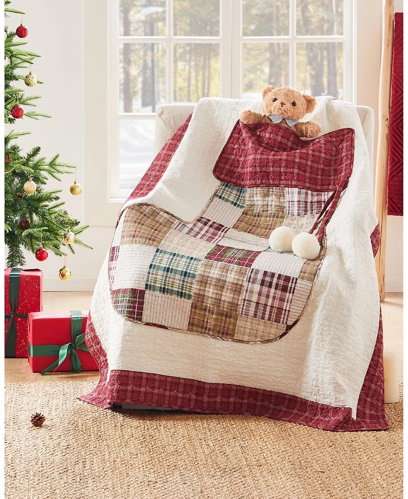 Greenland Home Fashions Jolly Stocking Patchwork Throw, 50" x 60"