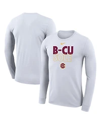 Men's and Women's Nike White Bethune-Cookman Wildcats 2023 On Court Bench Long Sleeve T-shirt