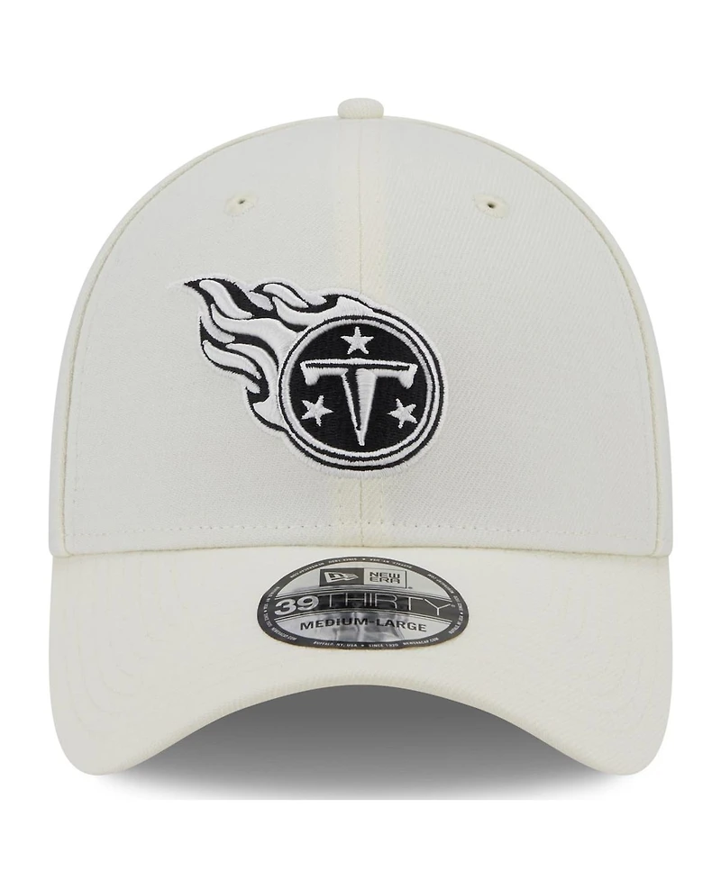 Men's New Era Cream Tennessee Titans Chrome Collection 39THIRTY Flex Hat