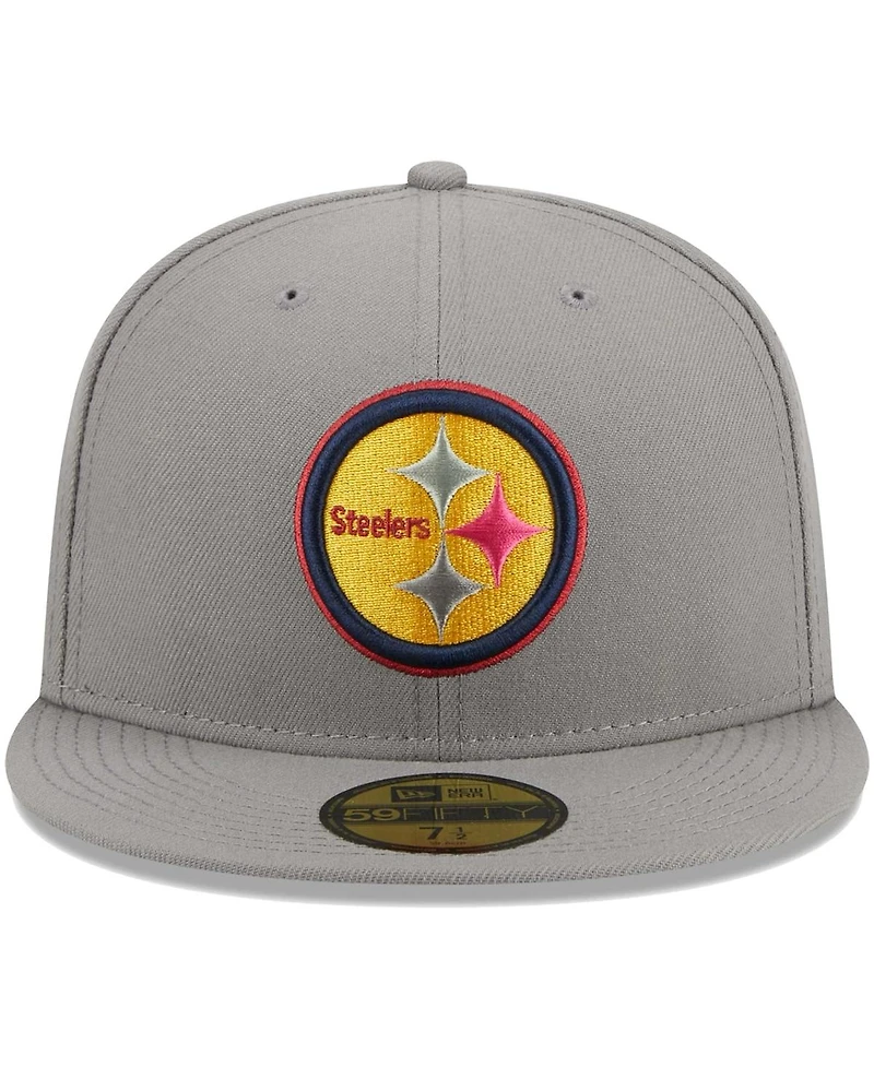 Men's New Era Gray Pittsburgh Steelers Color Pack 59FIFTY Fitted Hat