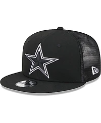Big Boys and Girls New Era Black Dallas Cowboys Main B-Dub 9FIFTY Trucker Adjustable Hat