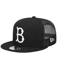 Men's New Era Black Brooklyn Dodgers Cooperstown Collection Trucker 9FIFTY Snapback Hat