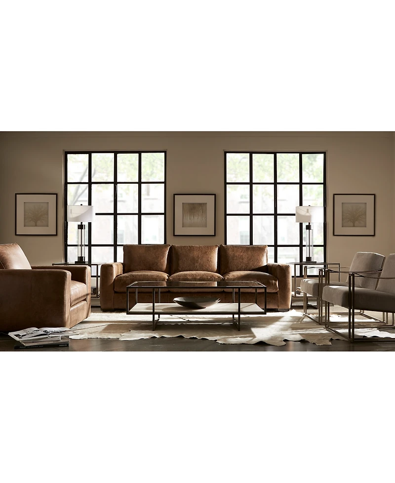 Dawkins 38" Leather Swivel Chair, Created for Macy's