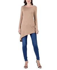 24seven Comfort Apparel Women's Long Sleeve Knee Length Tunic Top