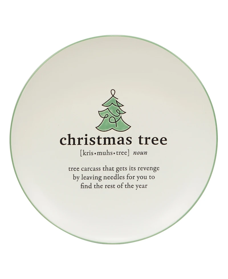 Certified International Christmas Fun Green Sayings 8.5" Dessert Plates Set of 6