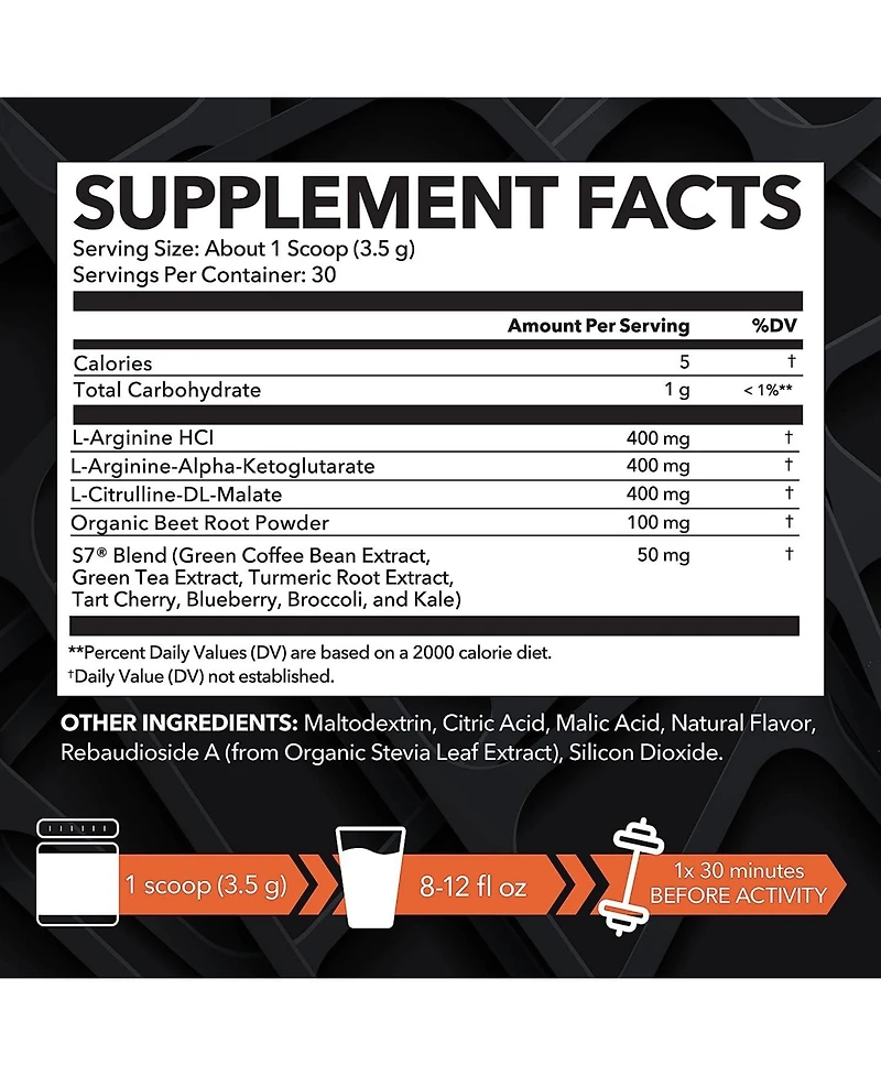 L-Arginine Powder, Tangerine Flavor, Havasu Nutrition, 3.7oz