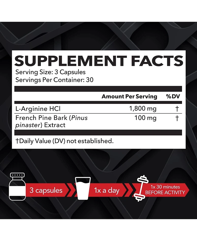 L-Arginine + Pine Bark Capsules, Havasu Nutrition, 90ct