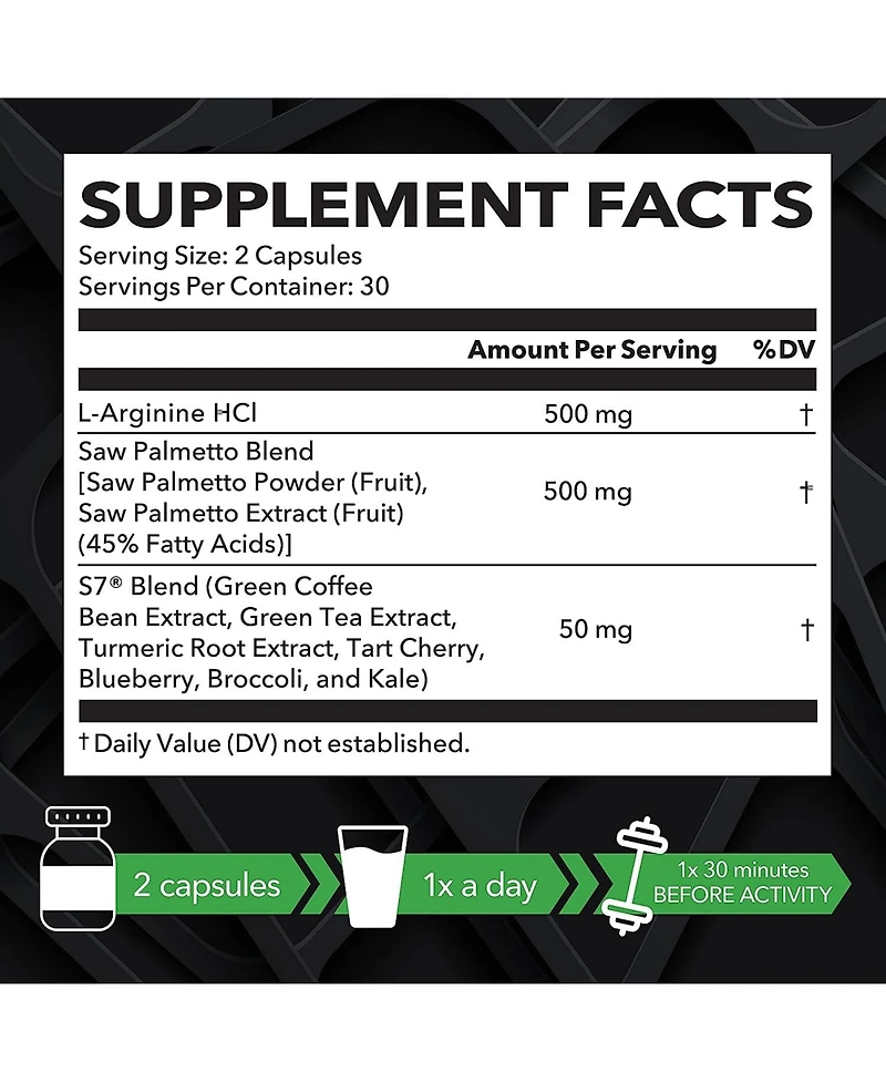 L-Arginine + Saw Palmetto Capsules, Havasu Nutrition, 60ct
