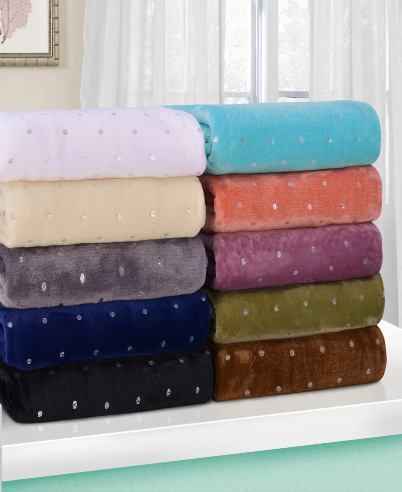 Superior Ultra -Plush Polka Dot Fleece Blanket, Full/Queen
